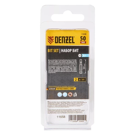 Бита SL5,0х50, сталь S2, шестигранный профиль, 2 шт. Е 6,3 Denzel 11658 купить в Урае