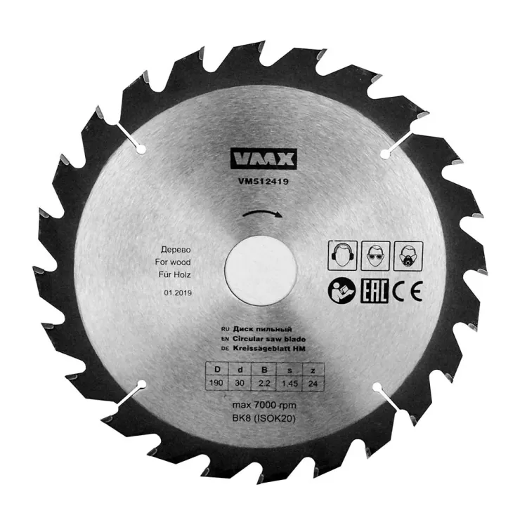 Диск пильный ф190х30 z24 дерево VMX 512419 купить в Урае