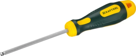 Отвертка KRAFTOOL, Cr-Mo-V сталь, двухкомпонентная противоскользящая рукоятка, HEX, №5x100мм 250075-5-100 купить в Урае