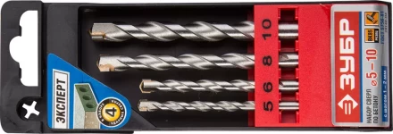 Набор ЗУБР Сверла по бетону ударные, 5-6-8-10 мм, пластиковый бокс, 4 шт 29140-H4 купить в Урае