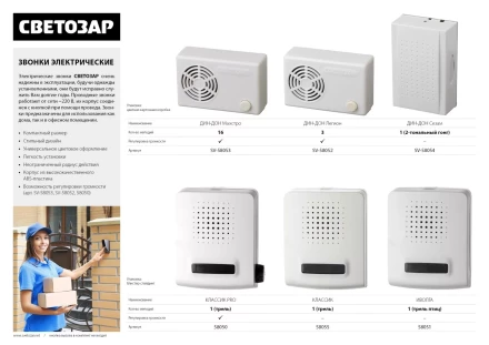Звонок СВЕТОЗАР &quot;ИВОЛГА&quot; электрический, трель птиц, 220В 58051 купить в Урае