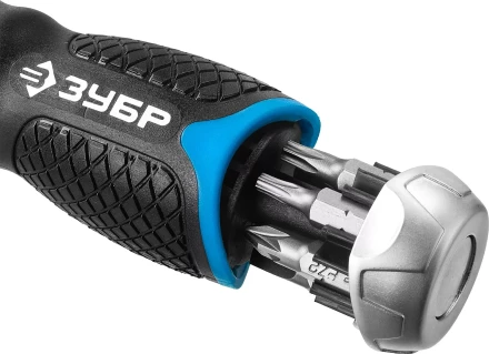 Набор ЗУБР &quot;ПРОФЕССИОНАЛ&quot;: Отвертка реверсив с двухкомп рукоят, насадки, CrMo, рукоят с отсеком для хранения бит, 38 предметов 25352-H38 купить в Урае