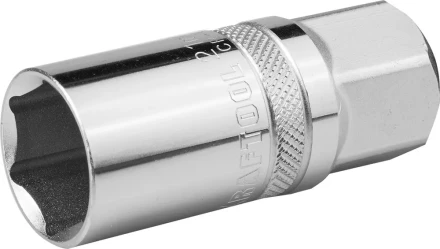 Торцовая головка KRAFTOOL &quot;INDUSTRIE QUALITAT&quot;, свечная с магнитом, Cr-V, FLANK, хромосатинированная, 1/2&quot;, 21 мм 27813-21_z01 купить в Урае