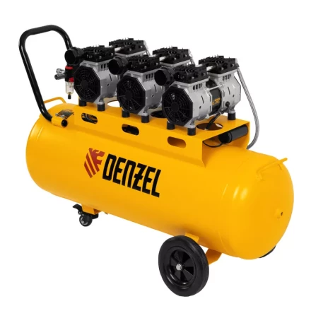 Компрессор безмасляный, малошумный DLS 1800/100,1800 Вт, 3x600, 100 л, 345 л/мин// Denzel 58028 купить в Урае