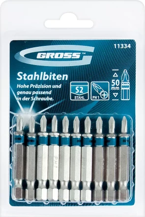 Набор бит РН3х50, сталь S2, 10шт GROSS 11336 купить в Урае