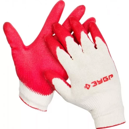 Перчатки ЗУБР &quot;МAСTEP&quot; трикотажные, х/б, обливная ладонь из латекса, S-M 11458-S купить в Урае