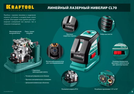 Нивелиры лазерные CL-70, 360 град, 20/70м, IP54 34660 купить в Урае