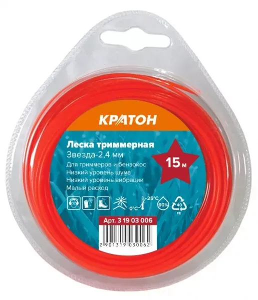 Леска триммерная Кратон Звезда-2,4мм 3 19 03 006 купить в Урае