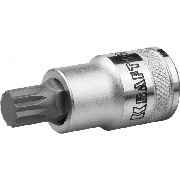 Торцовая бита-головка KRAFTOOL "INDUSTRIE QUALITAT", материал S2, SPLINE, сатинированная, 1/2", M12 27911-12_z01 купить в Урае