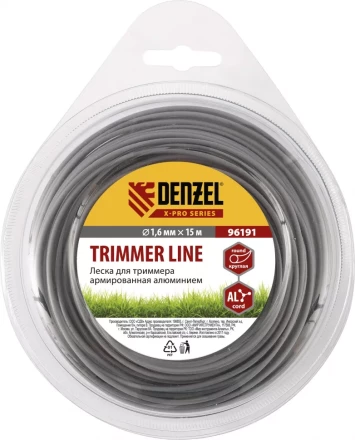 Леска для триммера армированная алюминием X-Pro круглая 1,6мм х 15м блистер Россия  Denzel 96191 купить в Урае