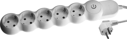 Удлинитель ЗУБР &quot;МАСТЕР&quot; электрический, ПВС сечение 1кв мм, выкл, заземл, защитная шторка, 5 гнезд, макс мощн 3500Вт, 5м 55059-5 купить в Урае