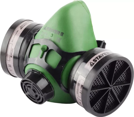 Полумаска STAYER &quot;MASTER&quot; фильтрующая противогазная, в комплекте с фильтрами А1 11175 купить в Урае