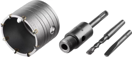 Коронка ЗУБР буровая, коническая посадка центрирующего сверла, SDS-Plus хвостовик, в сборе, 68мм 2918-68_z01 купить в Урае