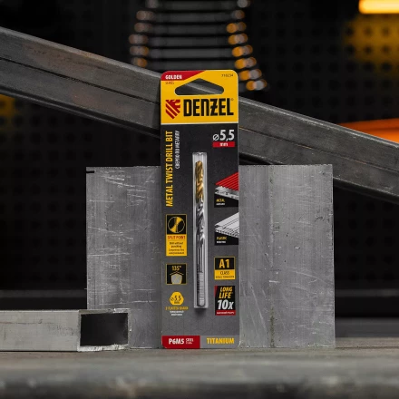 Сверло спиральное по металлу Denzel 5,5 x 93 мм, Р6М5, Golden Tip 718234 купить в Урае