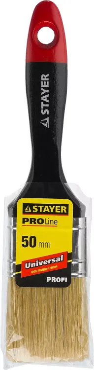 Кисть плоская STAYER "UNIVERSAL-PROFI", светлая натуральная щетина, деревянная ручка, 50мм 0104-050 купить в Урае