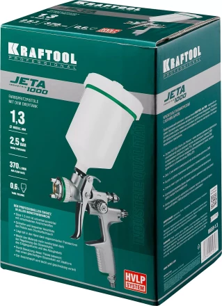Краскопульт пневматический KRAFTOOL &quot;PRO&quot; Jeta 1000, HVLP, c верхним бачком, 1,3мм 06559-1.3 купить в Урае