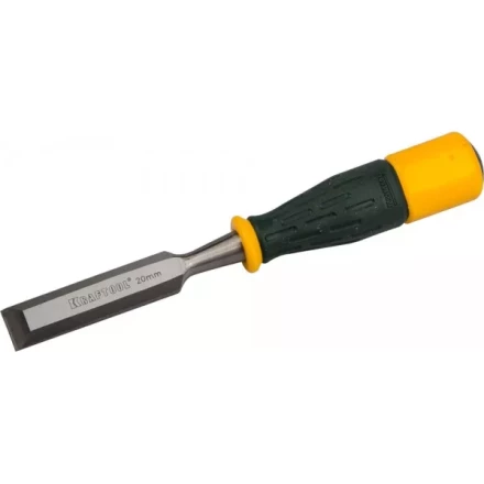 Стамеска KRAFTOOL &quot;EXPERT&quot; упрочненное полотно, ударочпрочная двухкомп ручка, стальной затыльник для ударных работ,20мм 1815-20_z01 купить в Урае