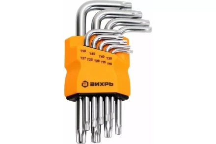 Набор ключей имбусовых Вихрь Torx , 9 шт, T10-T50 73/6/5/12 купить в Урае