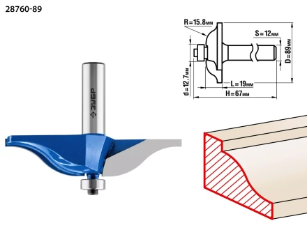 ЗУБР 89 x 19 мм, радиус 15.8 мм, фреза фигирейная №2, Профессионал (28760-89) купить в Урае