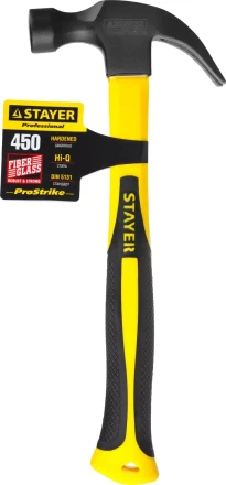 Молоток-гвоздодер &quot;Fiberglass&quot; с фиберглассовой рукояткой, 450 г, STAYER Professional 2026-450_z01 купить в Урае