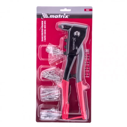 Заклепочник литой 260 мм с набором заклепок заклепки 2,4-3,2-4,0-4,8 мм Matrix 40552 купить в Урае