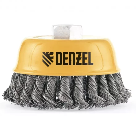 Щетка для УШМ 75 мм Чашка крученая нержавеющая проволока 0.5 мм М14 Denzel 746243 купить в Урае