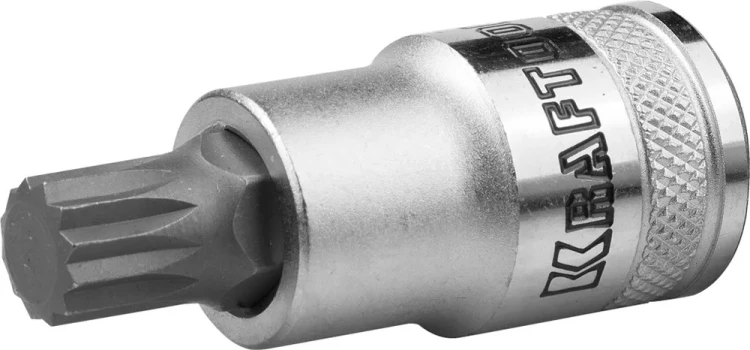 Торцовая бита-головка KRAFTOOL "INDUSTRIE QUALITAT", материал S2, SPLINE, сатинированная, 1/2", M10 27911-10_z01 купить в Урае