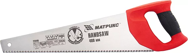 Ножовка по дереву 500 мм 7-8 TPI зуб - 3D каленый зуб двухкомпонентная рукоятка MATRIX 23542 купить в Урае