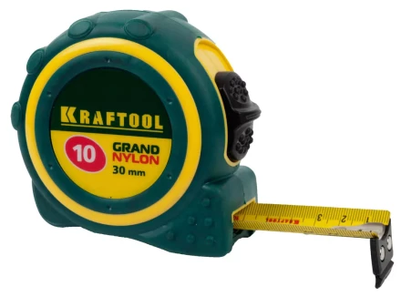 Рулетка KRAFTOOL &quot;GRAND&quot;, двухкомпонентный корпус, двусторонняя шкала, нейлоновое покрытие, 10мх30мм 3412-10_z01 купить в Урае