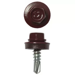 Саморезы ЗУБР "ПРОФЕССИОНАЛ" окраш., RAL 3005 темно-красн., для крепл. кров. матер. к металл. констр., 5.5x19мм, 2500шт 4-300310-55-019-3005