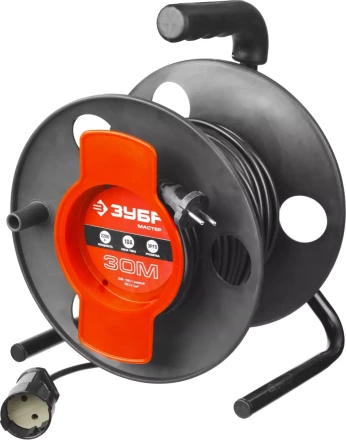 Удлинитель ЗУБР &quot;МАСТЕР&quot; на катушке, ПВС 2х1кв мм, 1 гнездо, макс мощн 2200Вт, 30м 55075-30 купить в Урае
