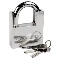 Замок ЗУБР "ЭКСПЕРТ" навесной, стальной корпус, закаленная дужка, с дополнительной защитой, 70мм 37223-70