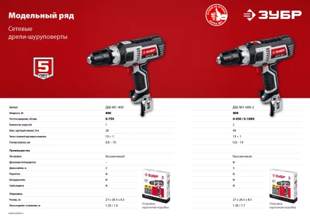 Дрель-шуруповерт сетевая ДШ-М1-400-2 серия МАСТЕР купить в Урае
