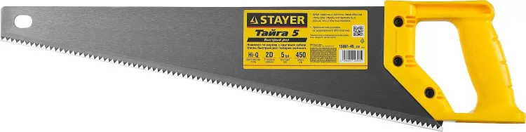 Ножовка ударопрочная (пила) STAYER ТАЙГА-5 450 мм, 5 TPI, быстрый рез поперек волокон, для крупных и средних заготовок 15061-45_z01 купить в Урае