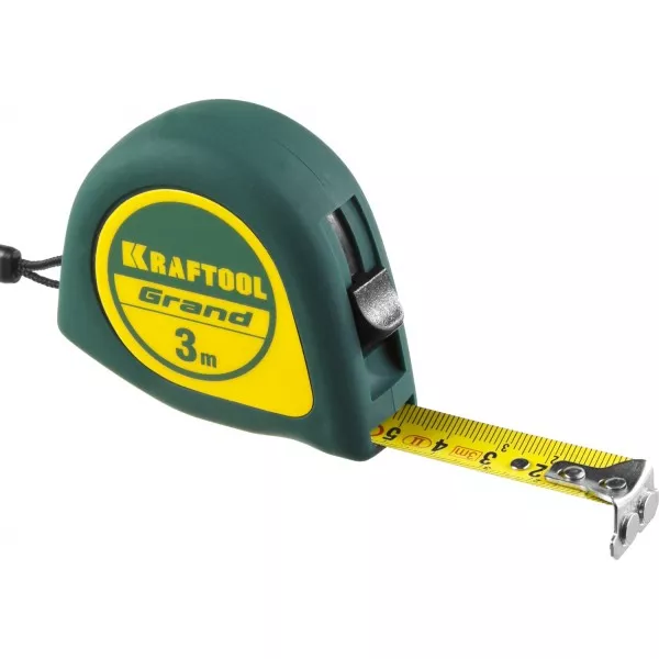 Рулетка KRAFTOOL GRAND, обрезиненный пластиковый корпус, 3м/16мм 34022-03-16 купить в Урае