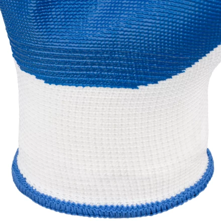 Перчатки полиэфирные с синим нитрильным покрытием, размер 9, 13 класс вязки// Сибртех 678625 купить в Урае