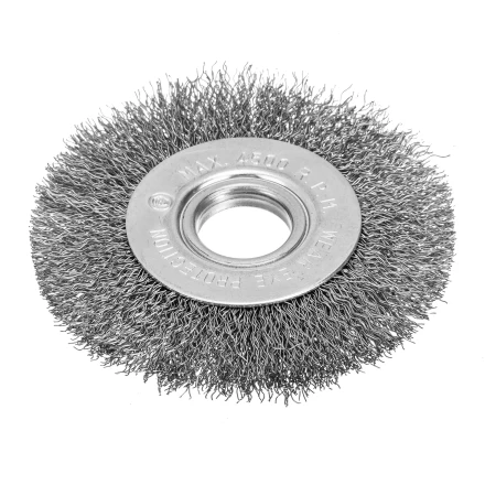 Щетка для УШМ, 100 мм, посадка 22.2 мм, плоская, витая проволока 0.3 мм Сибртех 746487 купить в Урае