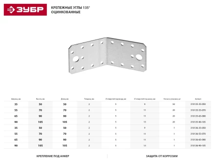 Крепежный угол ЗУБР &quot;МАСТЕР&quot; 135град, 55х70х70мм, 1шт 310136-55-070 купить в Урае