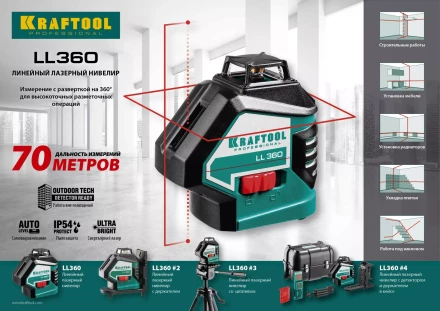 Нивелиры лазерные LL-360, 360 град, 20/70м, IP54 34645 купить в Урае