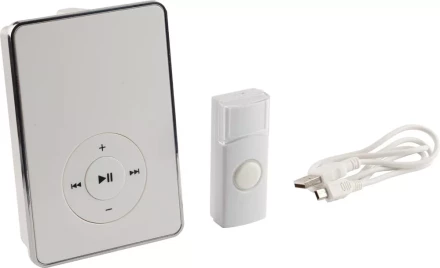 Звонок СВЕТОЗАР &quot;ЛЮБИМАЯ МЕЛОДИЯ&quot; электрический беспроводной 200м, 16 полиф. мелодий, запись мелодий, MP3 плеер, кнопка IP44, CR2032, 3AA 58075 купить в Урае