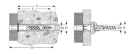 Дюбели универсальные с бортиком с саморезами пакет серия МАСТЕР купить в Урае