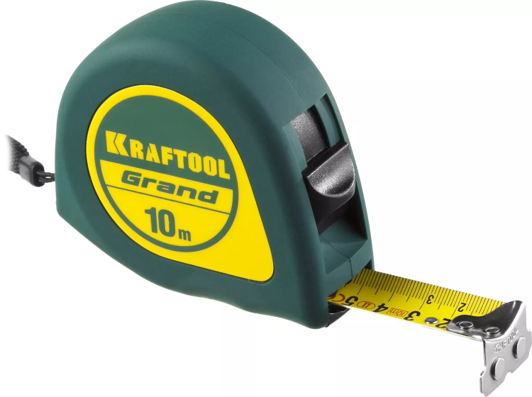Рулетка KRAFTOOL GRAND, обрезиненный пластиковый корпус, 10м/25мм 34022-10-25 купить в Урае