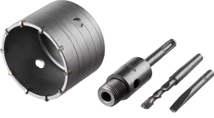 Коронка ЗУБР буровая, коническая посадка центрирующего сверла, SDS-Plus хвостовик, в сборе, 80мм 2918-80_z01 купить в Урае