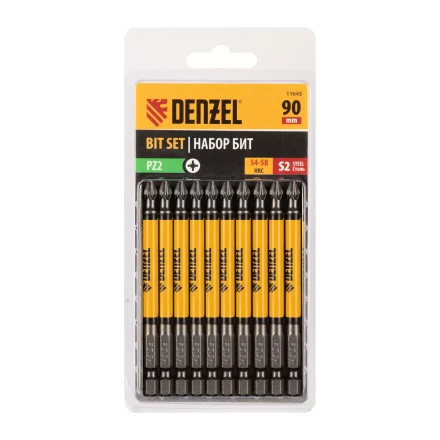 Бита PZ2х90, сталь S2, цилиндр., 10 шт. Е 6,3 Denzel 11645 купить в Урае