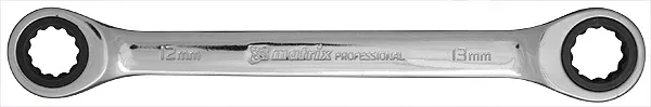 Ключ накидной трещоточный 18х19мм CrV зеркальный хром MATRIX PROFESSIONAL 14507 купить в Урае