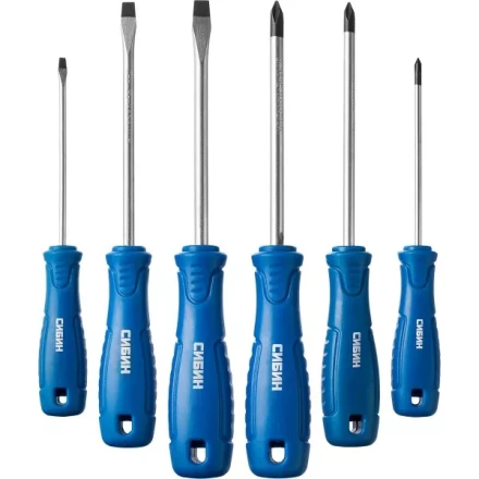 Набор: Отвертки СИБИН 25086 с закаленным стержнем, маслобензостойкая рукоятка, в блистере, 6 предметов 25086 купить в Урае