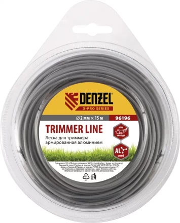 Леска для триммера армированная алюминием X-Pro звезда 2,0мм х 15м блистер Россия Denzel 96196 купить в Урае