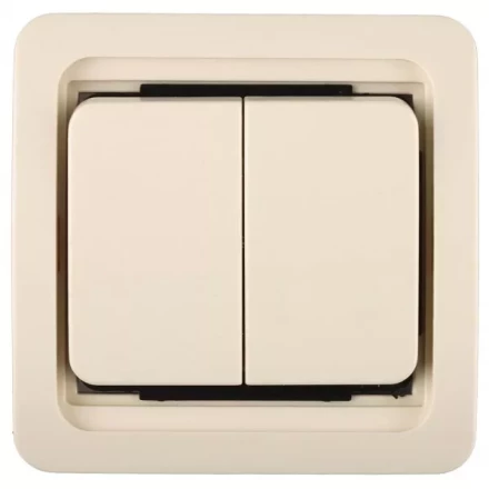 Выключатель СВЕТОЗАР &quot;ГАММА&quot; двухклавишный, без подсветки, цвет бежевый, 10А/~250В SV-54134-B купить в Урае