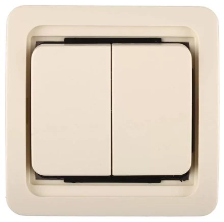 Выключатель СВЕТОЗАР &quot;ГАММА&quot; двухклавишный, без подсветки, цвет бежевый, 10А/~250В SV-54134-B купить в Урае