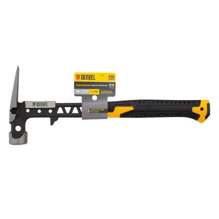 Молоток строительный 450 г, цельнокованый,боек с магнитом, двухкомп. обрезин. рук-ка Denzel 10468 купить в Урае